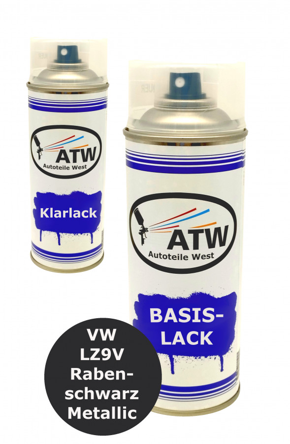 Autolack für VW LZ9V Rabenschwarz Metallic +400ml Klarlack Set
